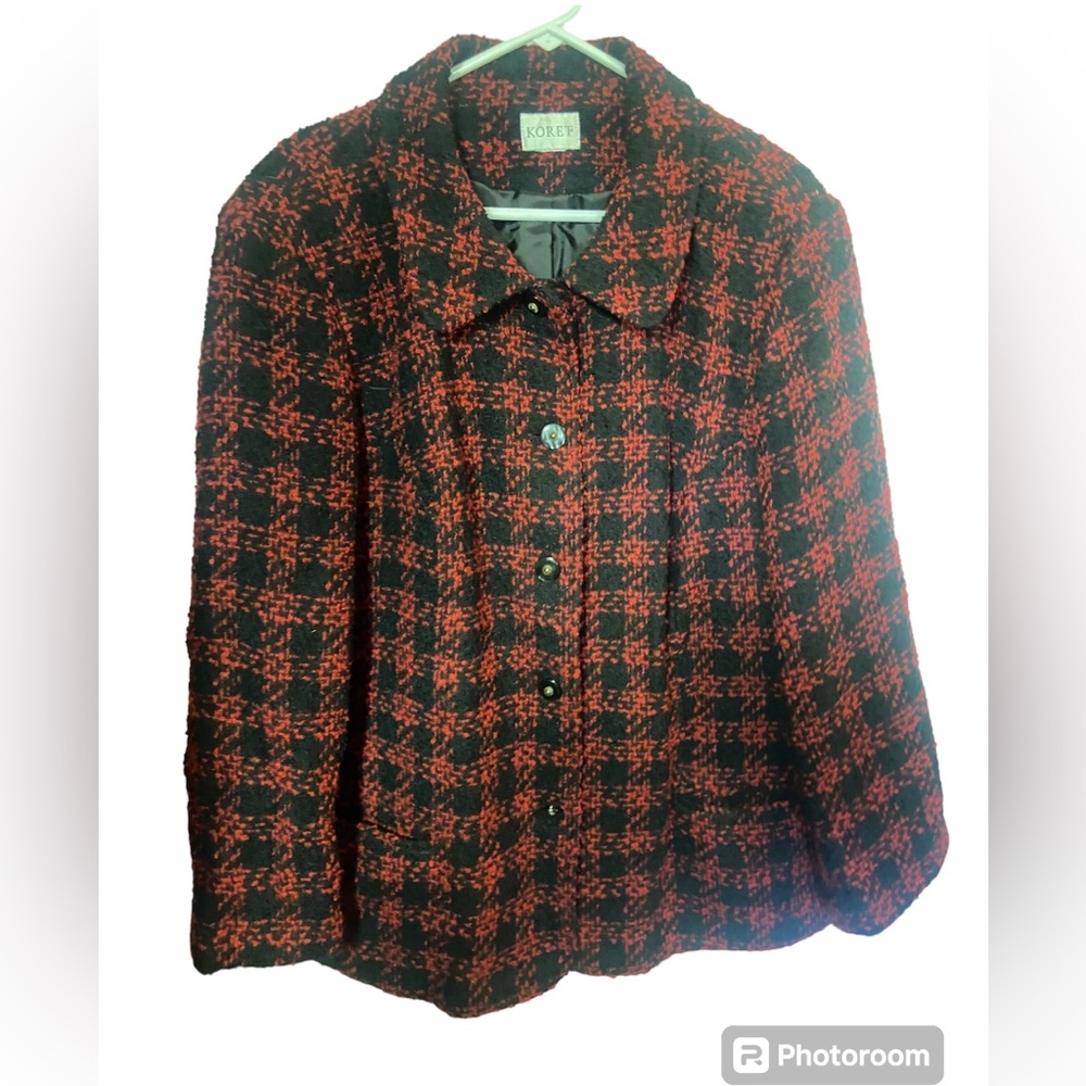 Koret Red Lined Button Down Wool Blend Jacket Lad… - image 1